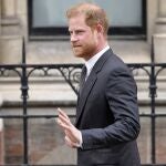 Britain's Prince Harry leaves the Royal Courts of Justice in London