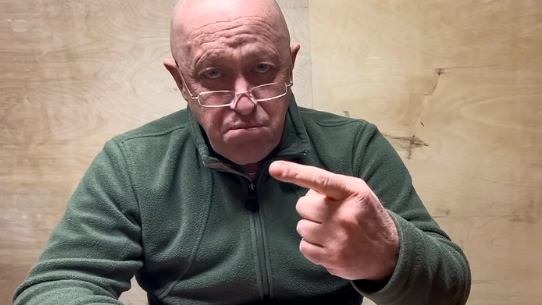 In this handout image taken from a video released by Prigozhin Press Service on Friday, May 12, 2023, head of Wagner Group Yevgeny Prigozhin makes a video statement from an unknown location. In a video statement Friday, Prigozhin mocked the Russian Defense Ministry's report claiming that its forces regrouped to take more favorable positions, saying they effectively fled and "our flanks are crumbling." (Prigozhin Press Service via AP)