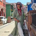 Carmen Gimeno con la camisa larga en su último look.