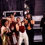 Blanca Paloma con el trofeo tras ganar la final de Benidorm Fest, en el Mirador del Castillo, en Benidorm. Radiotelevisión Española (RTVE) organiza este festival musical para elegir al artista y la canción que representará a España en el certámen Eurovisión 2023. 