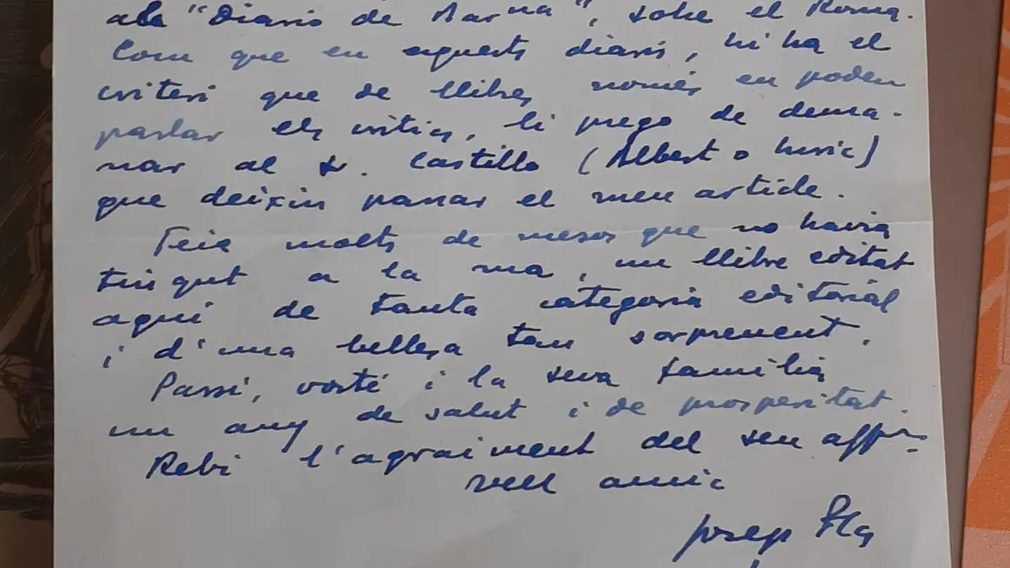 Carta de Josep Pla a sus editores por la publicación de "Cadaqués"