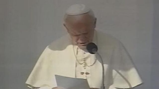El Papa Juan Pablo II en la aldea del Roc&iacute;o