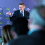 El presidente Puig esta mañana durante su intervención en el Fórum Europa
