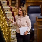 La ministra de Transición Ecológica, Teresa Ribera interviene durante la sesión de control al gobierno celebrada este miércoles en el Congreso