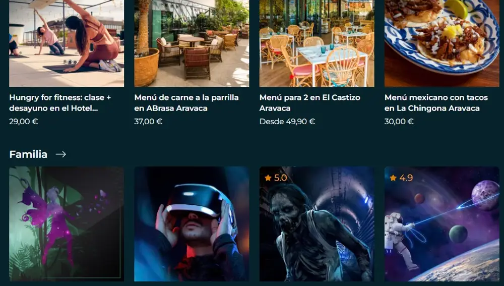 Web de planes de ocio Fever