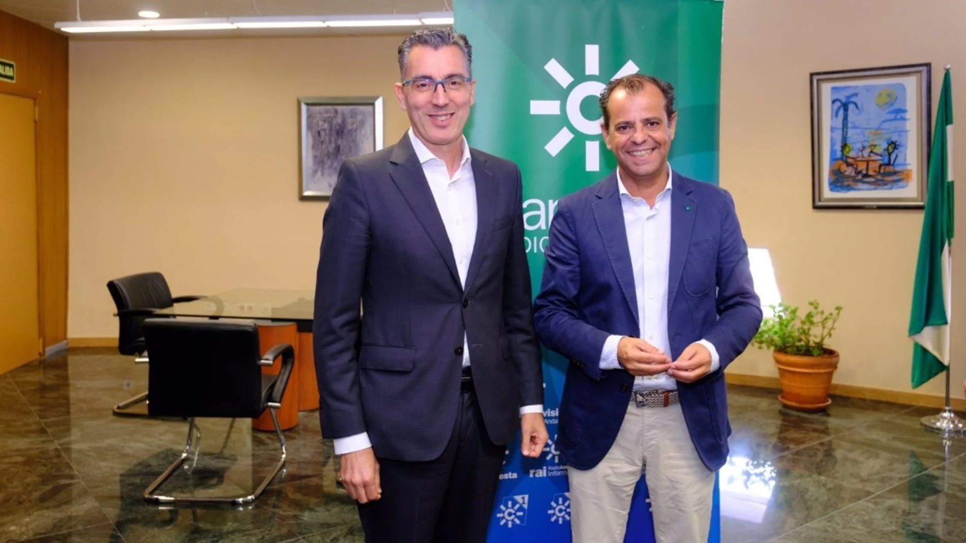 Juande Mellado (Canal Sur) y Joaquín Segovia (Telefónica)