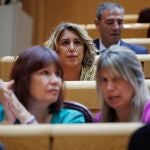 a expresidenta de la Junta de Andalucía, Susana Díaz, durante una sesión plenaria, en el Senado