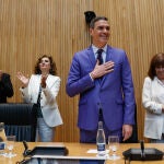 El presidente del Gobierno, Pedro S&aacute;nchez, re&uacute;ne en el Congreso a diputados y senadores socialistas para abordar el reto de remontar en las elecciones generales los malos datos del PSOE en las auton&oacute;micas y municipales