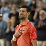 Novak Djokovic of Serbia celebrates his victory over Marton Fucsovics of Hungary during day 4 of the 2023 French Open, Roland-Garros 2023, second Grand Slam tennis tournament of the year, on May 31, 2023 at Stade Roland-Garros in Paris, France 