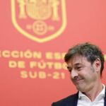 Santi Denia en una rueda de prensa