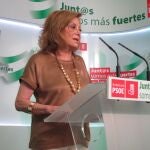 Presidenta del PSOE-A, Amparo Rubiales, en rueda de prensa.