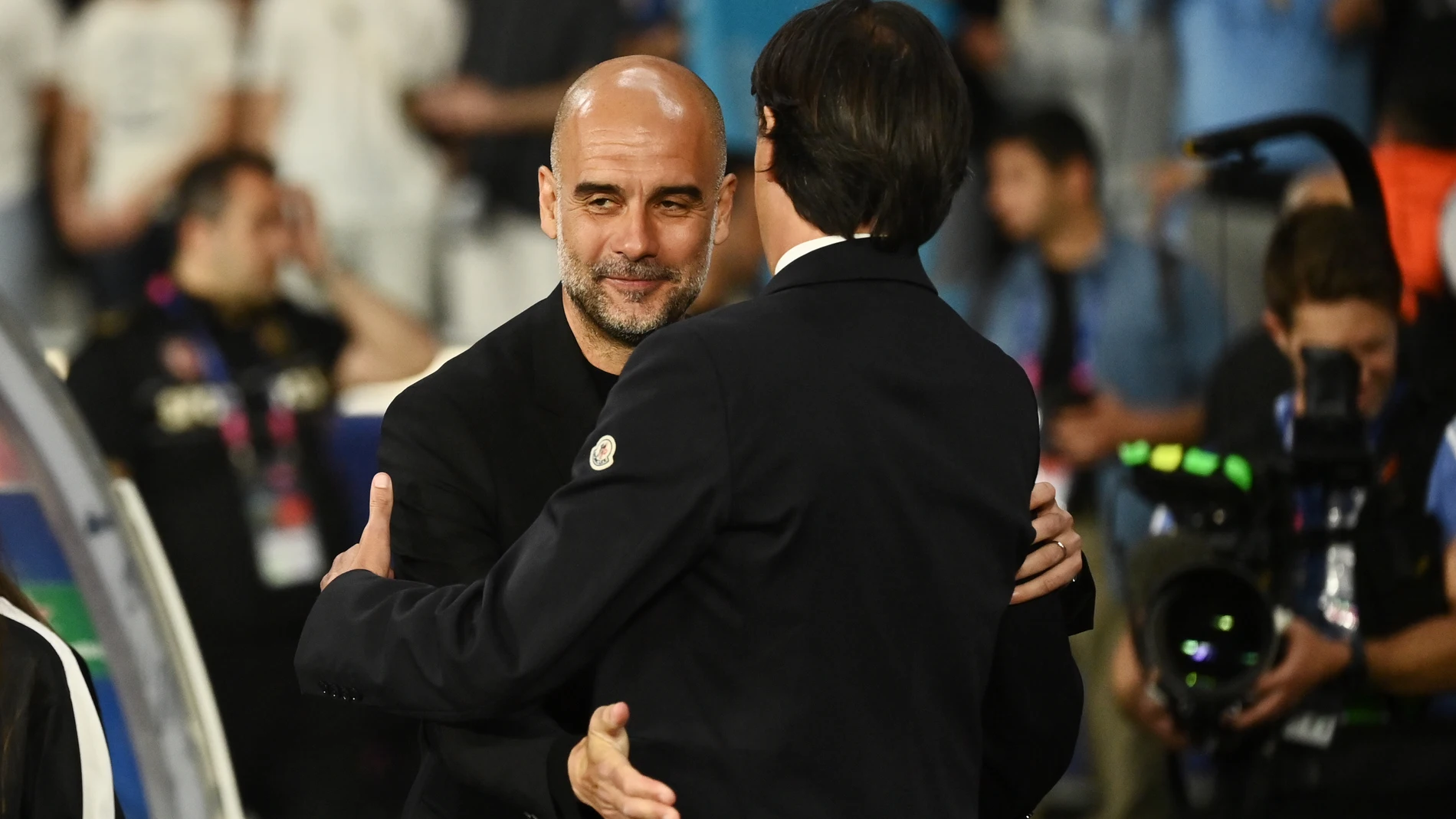 June 10, 2023, Istanbul, Turchia: Foto Massimo Paolone/LaPresse 10 Giugno 2023 - Istanbul, Turchia - sport, calcio - Manchester City vs Inter - UEFA Champions League 2022/2023 - Finale - Stadio Olimpico Ataturk. Nella foto: Josep Guardiola (Manchester City FC) Simone Inzaghi (FC Internazionale Milano) ..June 10, 2023 Istanbul, Turkey - sport, soccer - Manchester City vs Inter - UEFA Champions League 2022/2023 - Final - Ataturk Olympic Stadium. In the pic: Josep Guardiola (Manchester City FC) ...