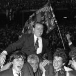 Silvio Berlusconi, durante la celebración de un título con el Milan