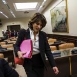 La exministra de Justicia Dolores Delgado comparece este jueves por la tarde ante la Comisión de Justicia del Congreso, un examen para certificar que cumple los requisitos que se exigen para ser nombrada fiscal general del Estado, cargo para el que se ha sido propuesta por el presidente del Gobierno, Pedro Sánchez.