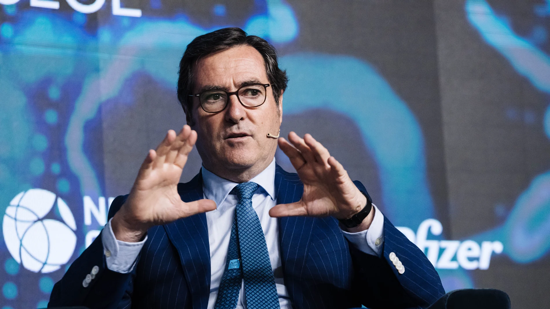 El presidente de la CEOE, Antonio Garamendi, interviene durante el encuentro de Europa Press, ‘Global Trends 2023í, en el Auditorio El Beatriz de Madrid, a 13 de junio de 2023, en Madrid (España). El encuentro ha sido organizado por Europa Press y por la Cámara de Comercio de Estados Unidos en España (AmChamSpain).