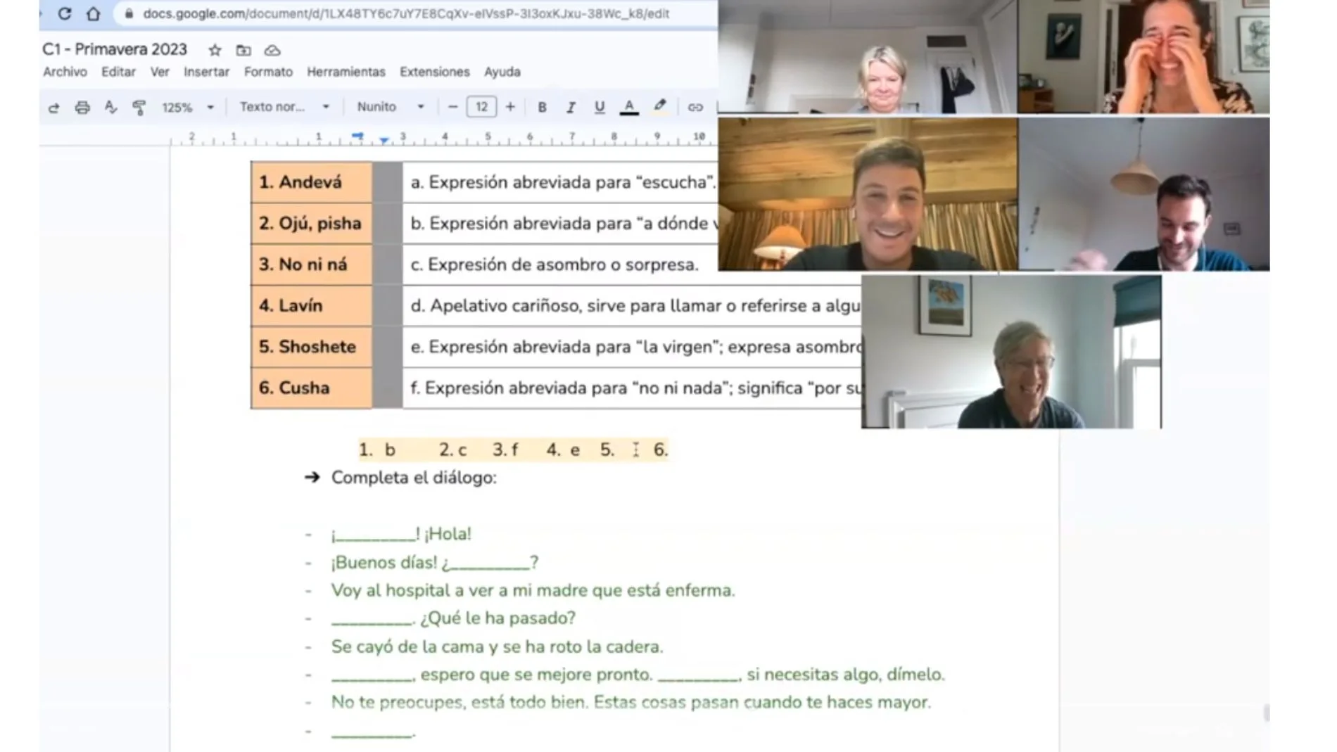 Estas son algunas de las expresiones de Andalucía que les enseñó la profesora a sus alumnos
