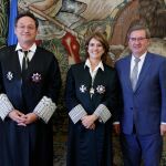 Dolores Delgado, junto al fiscal general, Álvaro García Ortiz (izda.), en su toma de posesión como fiscal de Memoria Democrática