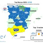Mapa de las marcas favoritas de leche en España 2023 