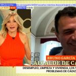 Susanna Griso con cara de sorpresa y Bruno García con la risa del que ha hecho una pillería