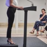 Irene Montero y Yolanda Diaz durante la clausura del acto de presentación del plan estratégico para la recuperación y trasformación económica (PERTE) de Economía Social.