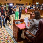 Isabel Díaz Ayuso en el debate de su investidura, este miércoles en la Asamblea de Madrid.