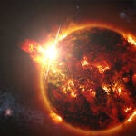 Ilustración de una tormenta solar.