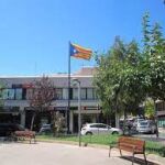 La "estelada", en la plaza de Cataluña de Palamós