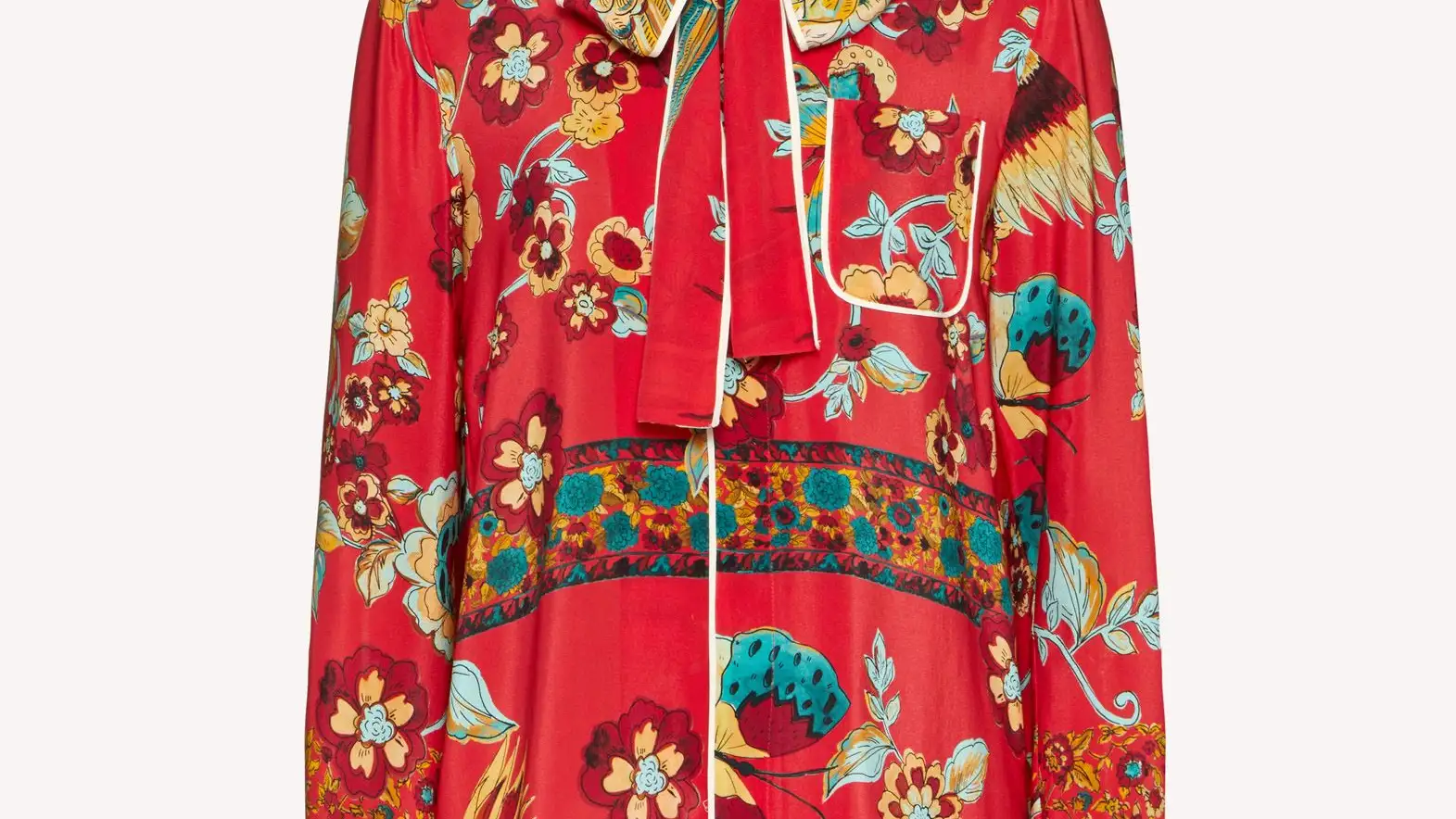 Camisa de seda con estampado bird of paradise in the forest