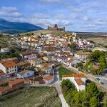 Panoramic aerial view of Trasmoz Castle, 13th century medieval fortress, Tarazona region, Zaragoza province, Spain