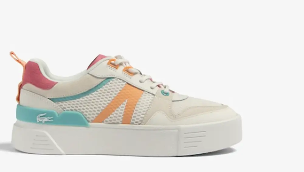 Zapatillas de mujer Lacoste L002 Heel Pop en piel con talón colorido