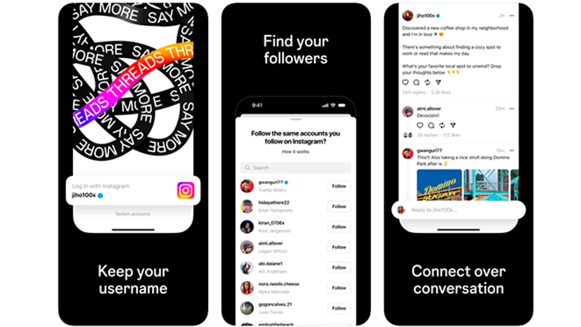 Capturas de la app de Threads.