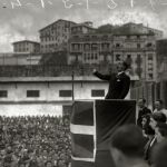 José Antonio Aguirre, líder del PNV, durante un mitin en San Sebastián