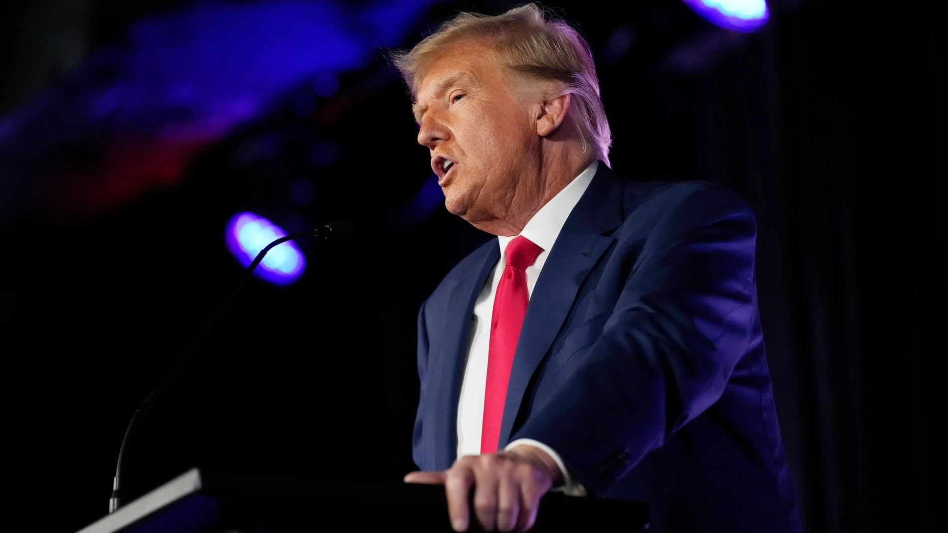 Former President Donald Trump speaks at a campaign event, Saturday, July 8, 2023, in Las Vegas. (AP Photo/John Locher)