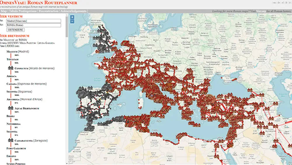La red de calzadas del Imperio Romano en el siglo IV.