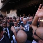 El "rais" palestino, Mahmud Abas, visita el campo de refugiados de Yenín en Cisjordania