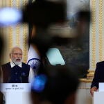 France's Macron and India's Modi press conference at the Elysee Palace in Paris