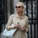 German-born Danish entrepreneur Corinna Zu Sayn-Wittgenstein-Sayn departs the Royal Courts of Justice in London, Britain