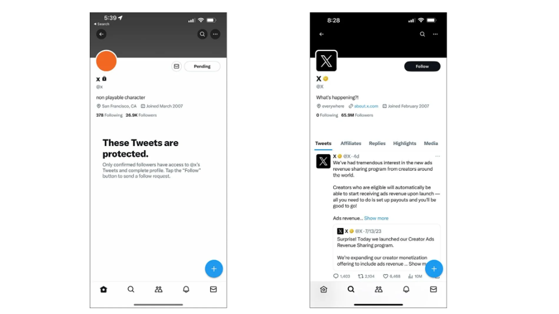 Elon Musk se apropia de la cuenta @X, activa desde 2007, para la nueva identidad corporativa de Twitter.