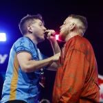Chuty y Mnak (d) en la Final Nacional de Red Bull Batalla, celebrada este viernes en la Ciudad de las Artes y las Ciencias de Valencia. 
