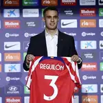 Sergio Reguilón en su presentación con el Atlético de Madrid