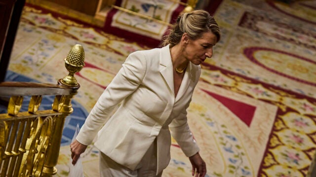Yolanda Díaz en una sesión en el Congreso de los Diputados.