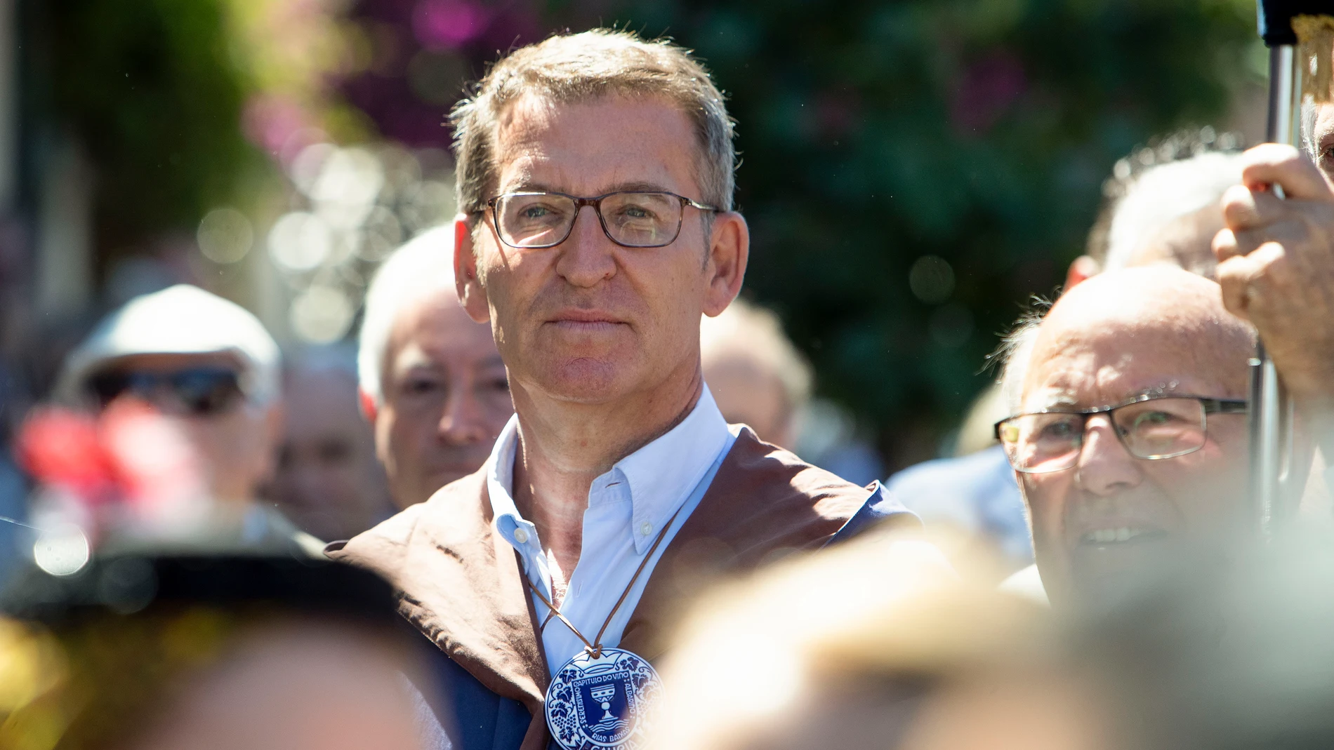 CAMBADOS (PONTEVEDRA), 06/08/2023.- El presidente del PP, Alberto Núñez Feijóo participa en la LXXI Festa do Albariño celebrado en Cambados, Pontevedra, este domingo. EFE/Salvador Sas