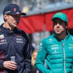 Max Verstappen y Fernando Alonso, en un gran premio reciente