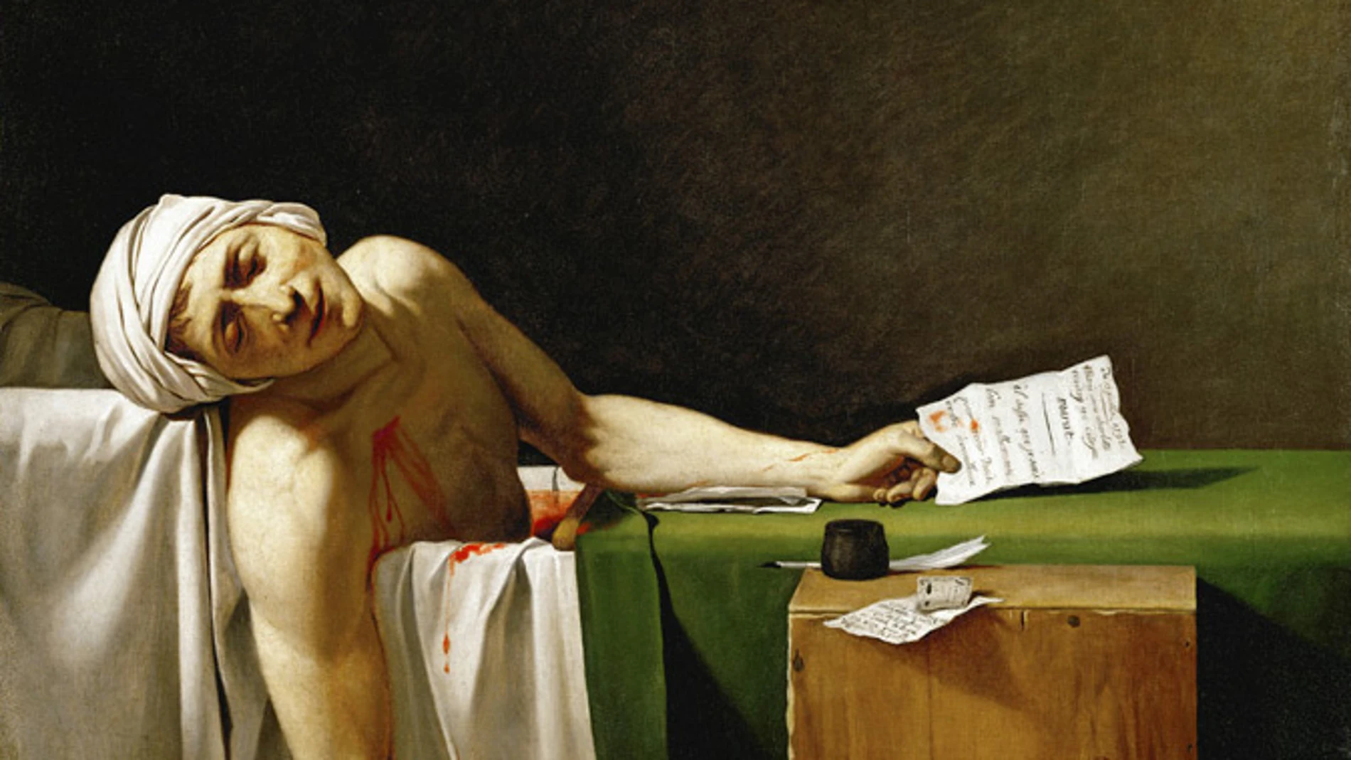 La muerte de Marat, por Jacques-Louis David, obra de 1793