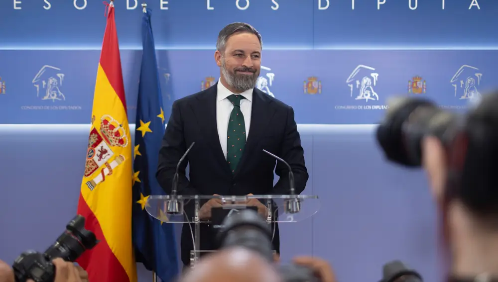 Rueda de prensa de Abascal en el congreso tras su reunión con el Rey