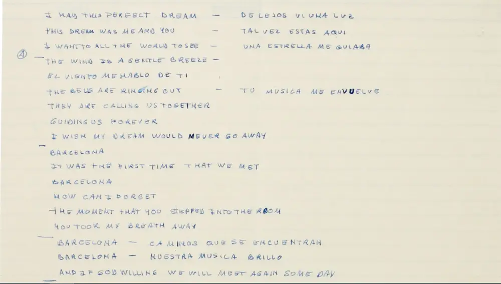 Manuscrito original de "Barcelona"