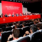 Luis Rubiales, en pleno discurso en la Asamblea