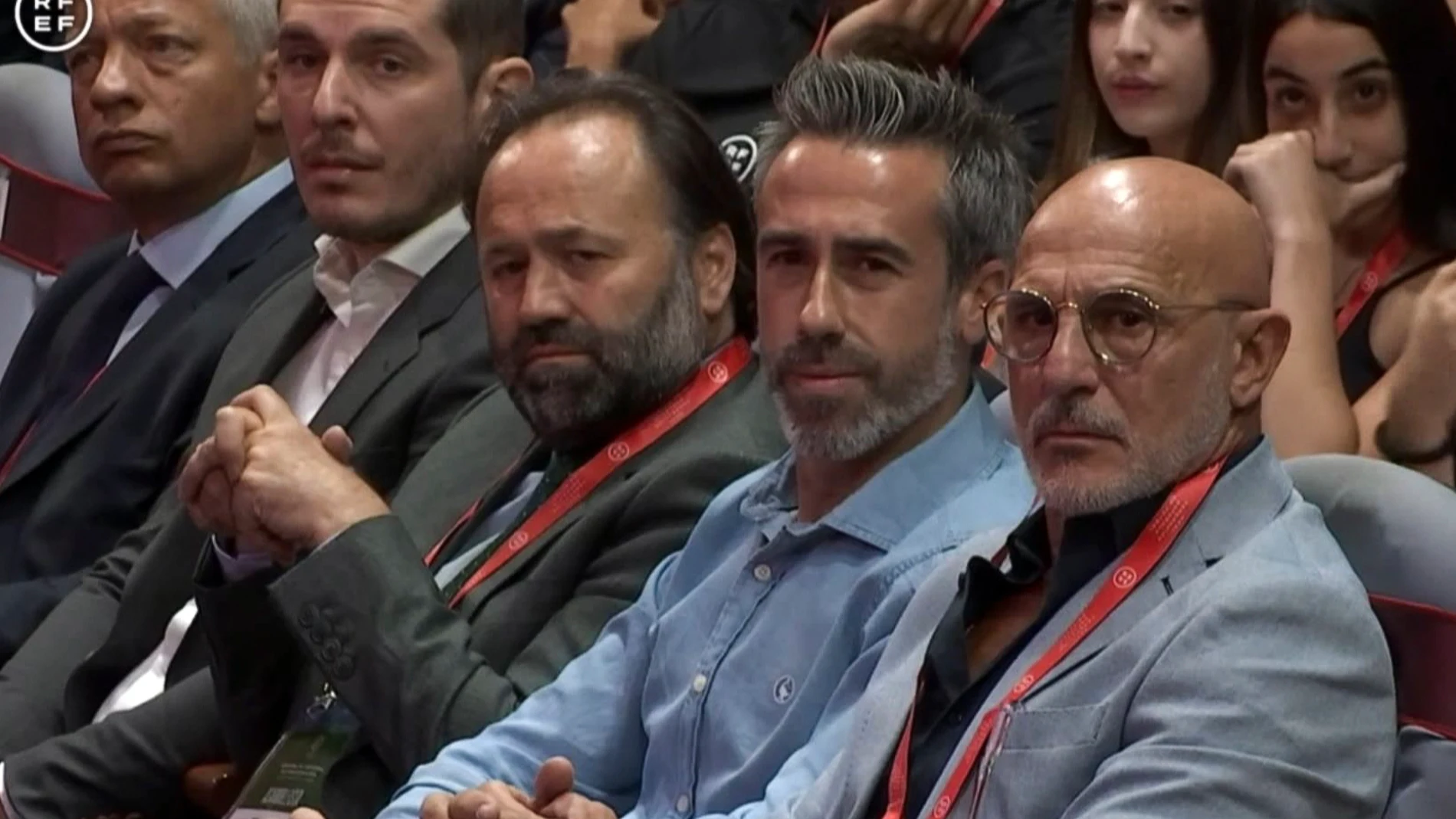 De la Fuente y Vilda, durante el discurso de Luis Rubiales