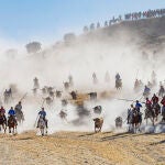 La villa de Cuéllar celebra el quinto y último encierro de las fiestas de este año, con toros de la ganadería Alcurrucén; desde la zona del embudo