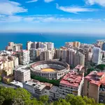 Vista panorámica de la ciudad de Málaga, Andalucía.